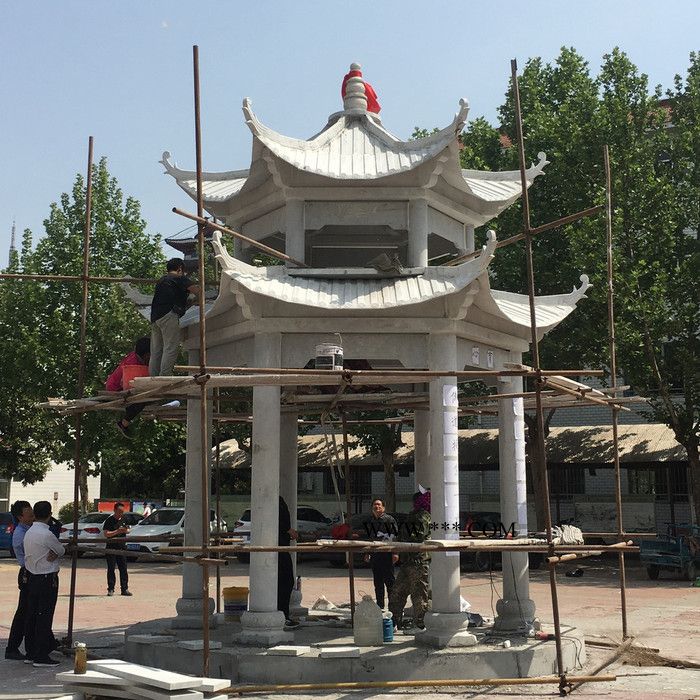 **石亭子 户外石亭 景观石亭 公园休闲凉亭 别墅庭院六角亭 大理石石亭图3