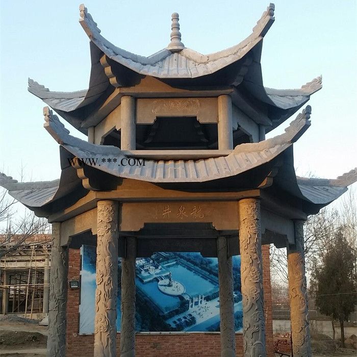 **石亭子 户外石亭 景观石亭 公园休闲凉亭 别墅庭院六角亭 大理石石亭图4
