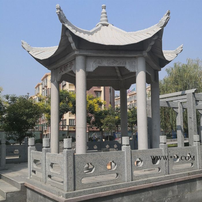 **石亭子 户外石亭 景观石亭 公园休闲凉亭 别墅庭院六角亭 大理石石亭图6