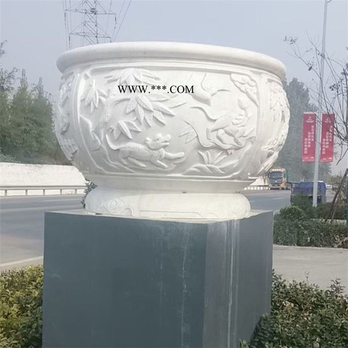 中辉 现货青石大缸 荷花缸 大理石鱼缸 石雕水缸 仿古雕塑庭院养鱼缸图1