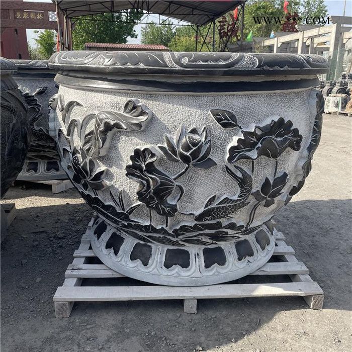 中辉 现货青石大缸 荷花缸 大理石鱼缸 石雕水缸 仿古雕塑庭院养鱼缸图4
