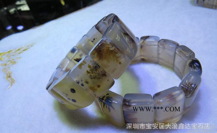 批发 水草玛瑙手排手镯 海洋玉髓手排 手工制作图2