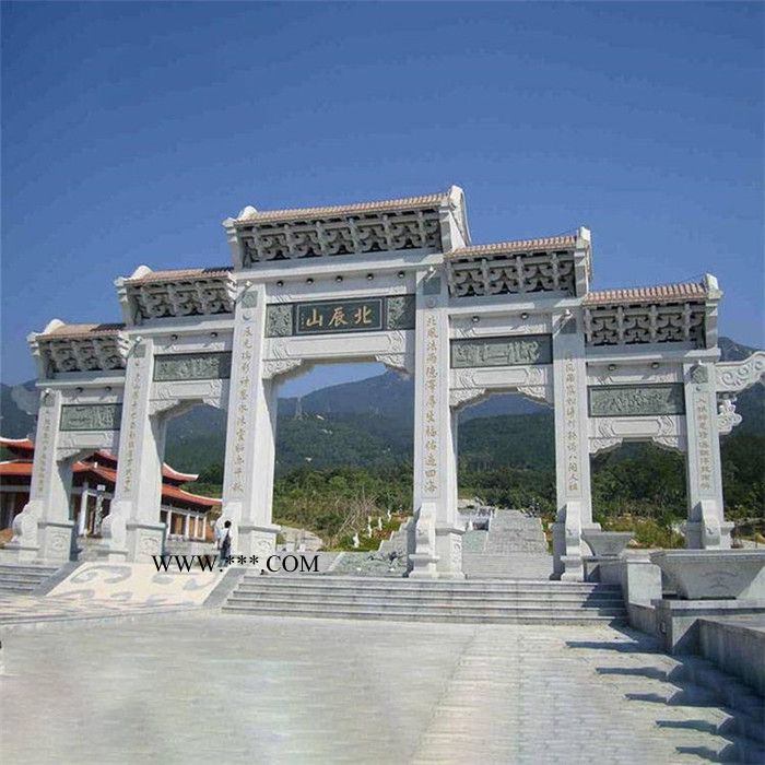厂家定制石雕牌坊 大理石雕刻牌坊 景区村庄入口青石石雕牌坊 古建石牌坊图3