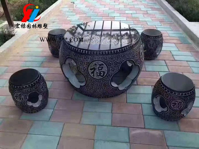 石桌石凳庭院花园中式仿古青石石桌椅户外家用大理石休闲石桌茶台图3
