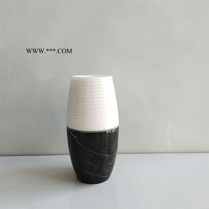 黑白根大理石家居桌面装饰波浪纹花瓶尺寸可定制礼品礼盒 现货可售图5