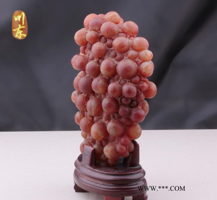 川东珠宝 天然半宝石天然红玛瑙葡萄精美雕刻摆件家装必备招财图3