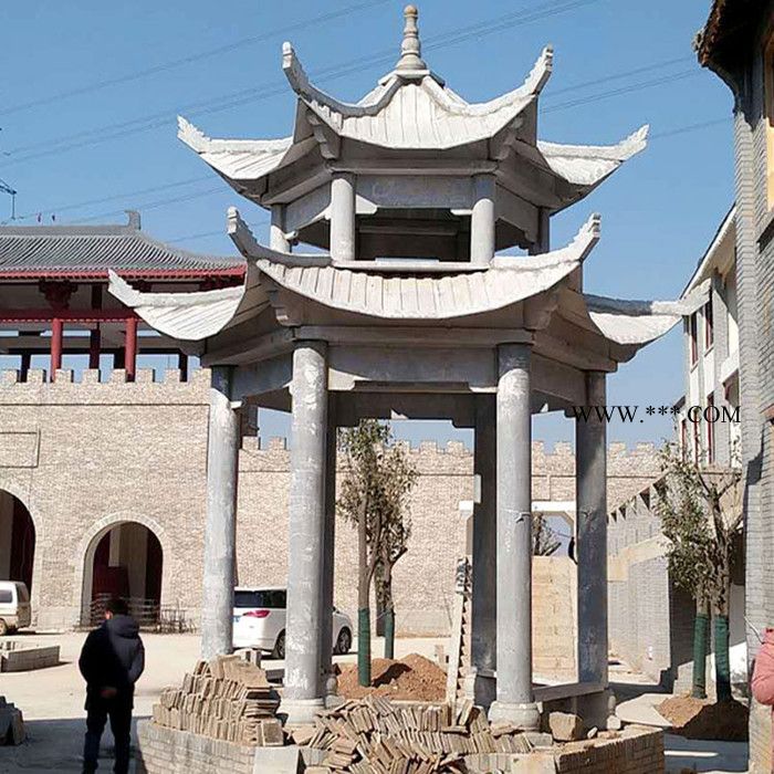 星博石业 厂家定做花岗岩四角亭青石六角亭大理石乘凉亭庭院凉亭单层四角亭图5