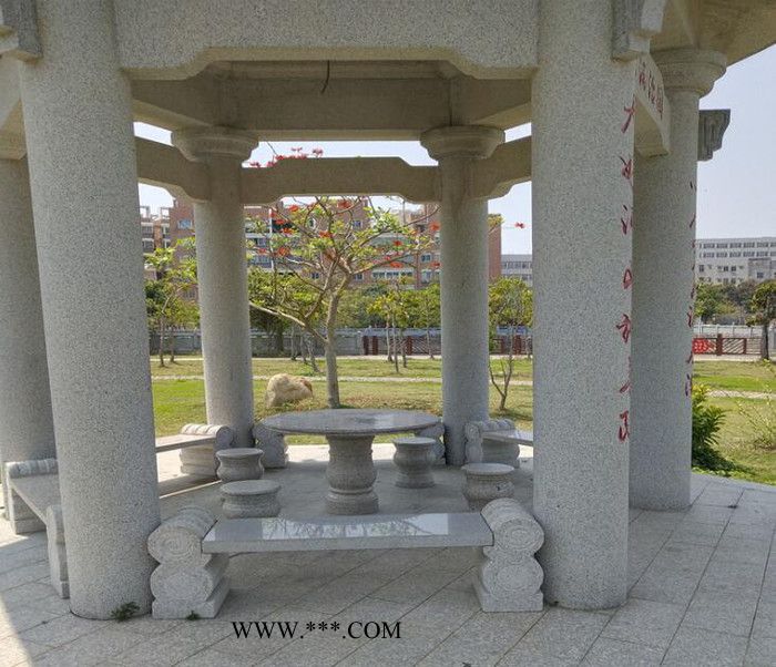 石雕六角花岗岩石亭子长廊大理石六角石亭子园林户外休闲摆件热卖图5