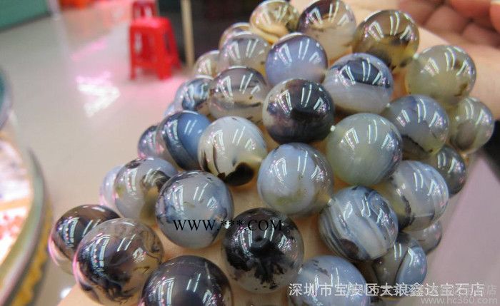 厂家直供 水草玛瑙手链 14mm**海洋玉髓手链 手工制作图1