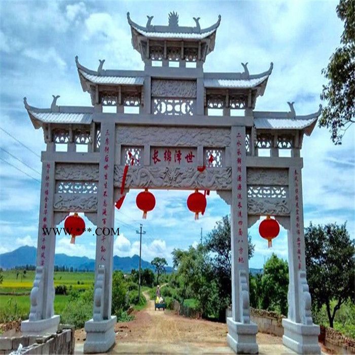 艺澈 常年供应 公园石牌坊 石山门 大理石石牌楼 摆件定做图4