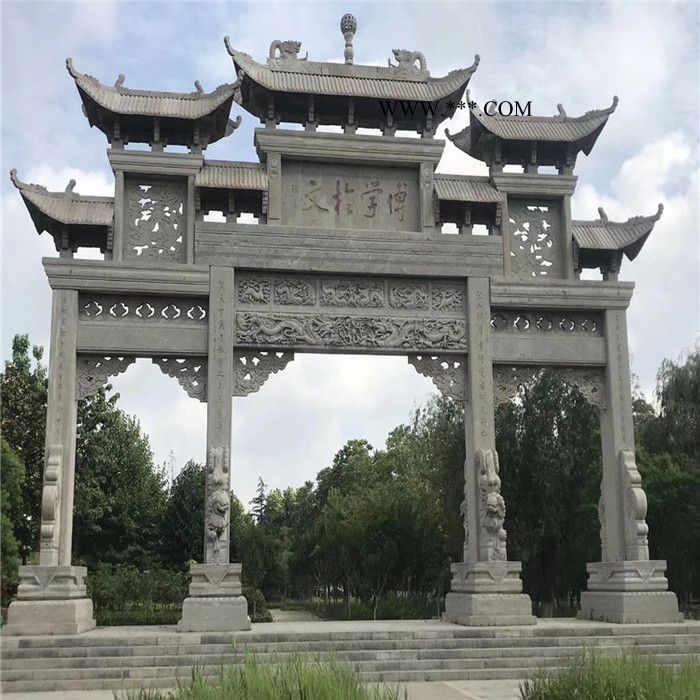 艺澈 常年供应 公园石牌坊 石山门 大理石石牌楼 摆件定做图6
