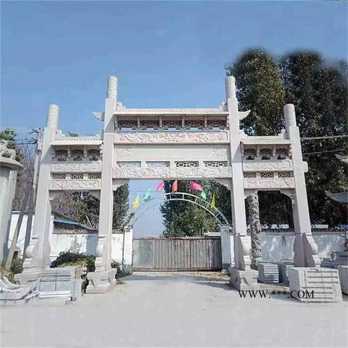 中辉 定制青石石牌坊三门五门村口石牌坊 大理石景区石牌坊图3