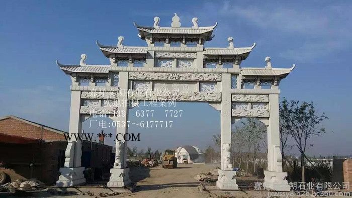 石雕牌楼，石牌坊，大理石牌楼，石门楼雕塑公园旅游景区大门牌楼摆件图4