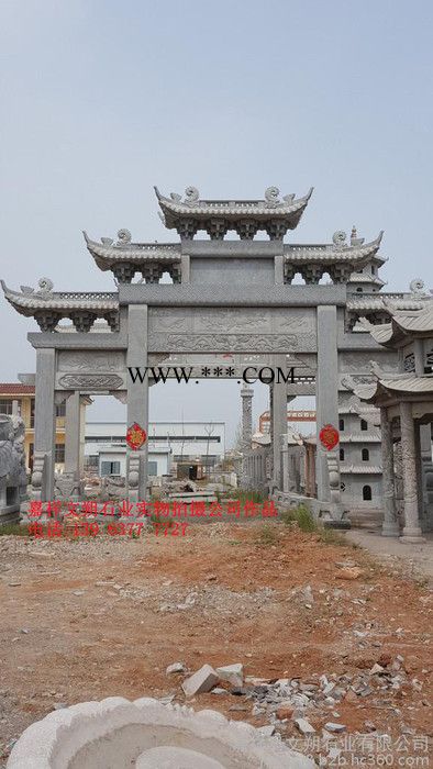 石雕牌楼，石牌坊，大理石牌楼，石门楼雕塑公园旅游景区大门牌楼摆件图2