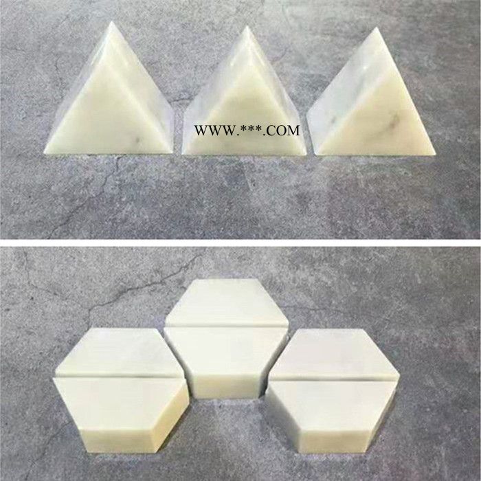 南威石材 大理石卡拉拉白文创工艺品三角型六角型石头名片夹图3
