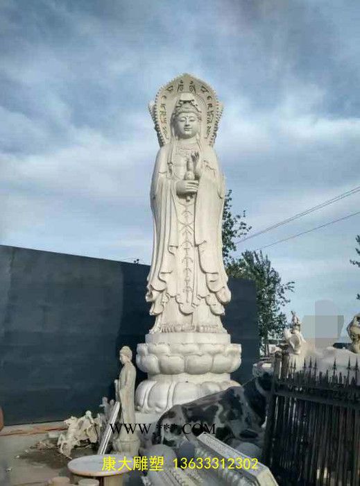 河北石雕厂，石佛雕刻，莲花观音雕刻，汉白玉佛像雕刻，如来佛祖雕刻，白色大理石佛像，石材雕刻佛像，石雕 石雕佛像图5