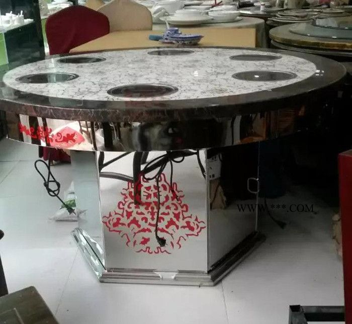 鑫韵峰   不锈钢餐厅火锅桌   直销大理石电磁炉火锅桌 每人每火锅桌子图2