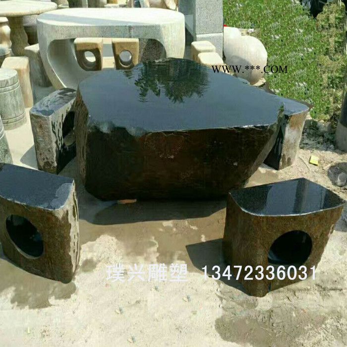 璞兴雕塑 石雕圆桌 仿古圆桌 大理石圆桌制作 休闲圆桌图3