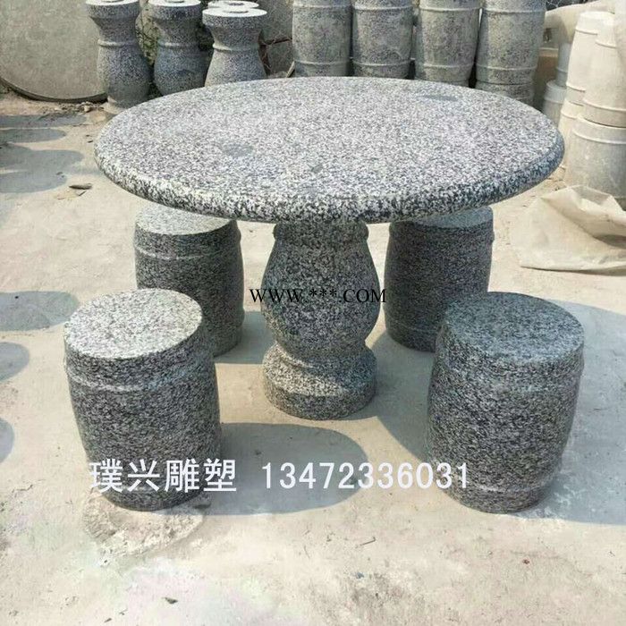 璞兴雕塑 石雕圆桌 仿古圆桌 大理石圆桌制作 休闲圆桌图5