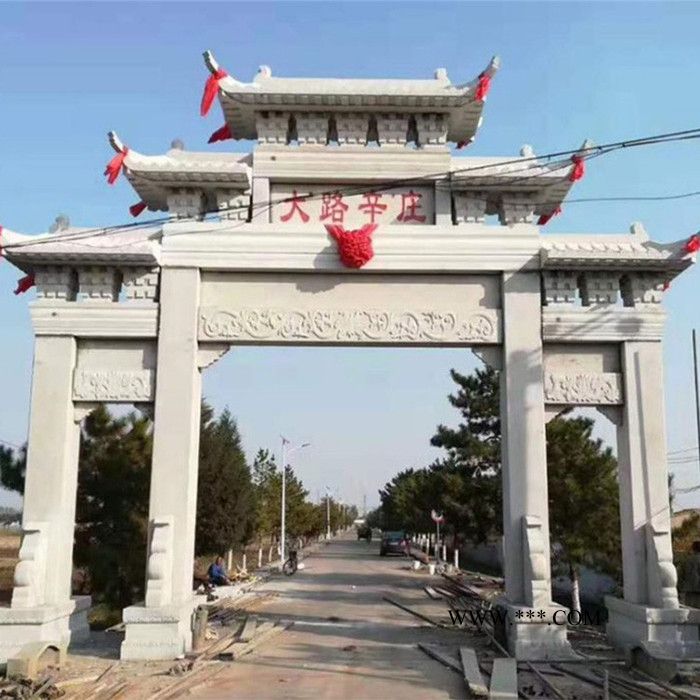 村庄石牌坊供应 家祠石牌坊设计 大理石山门价位图7