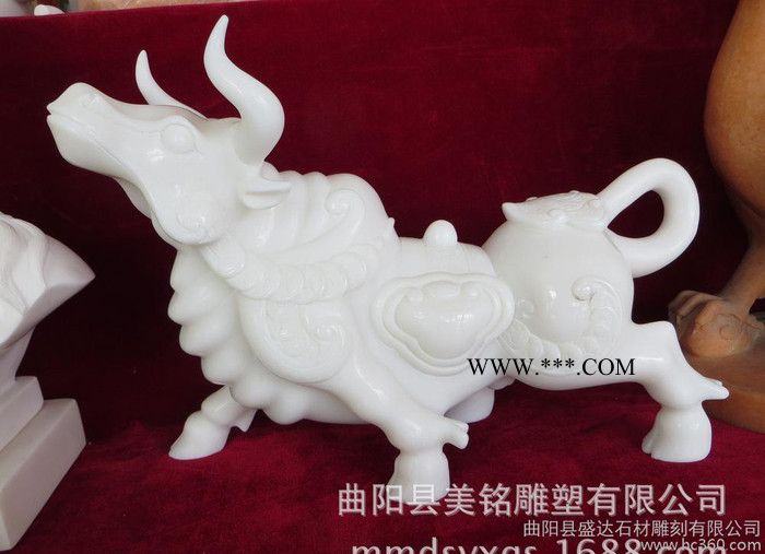 石雕麒麟 汉白玉大理石麒麟 小件工艺品摆件 动物雕塑 曲阳石图2