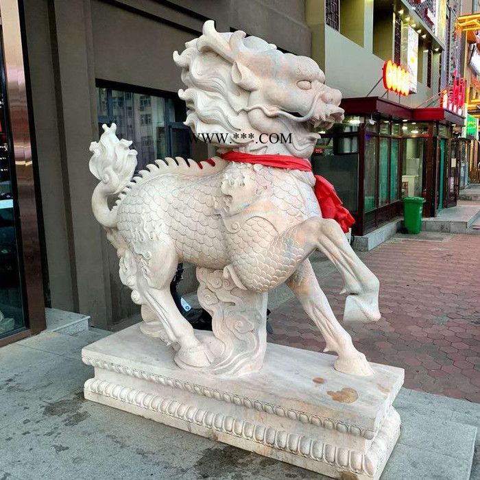 河北源头厂家  大理石 祥瑞麒麟   汉白玉麒麟厂   石雕麒麟报价  现货直发图3
