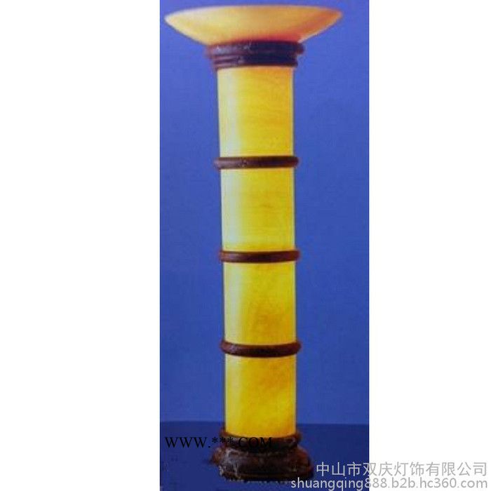 松香黄大理石圆筒 松香玉透光石灯罩 米黄玉石楼梯柱 天然玉石柱子灯定做图8