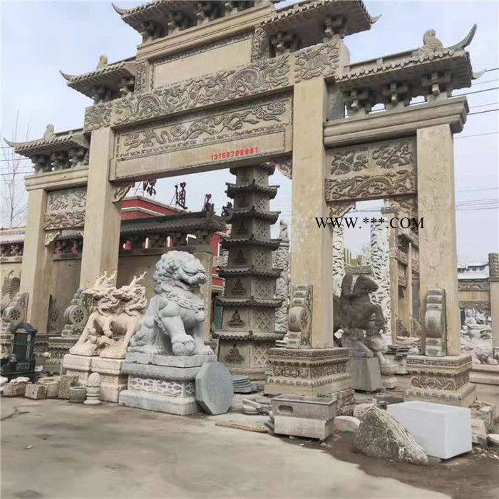 青石牌楼多款 加工景区石牌坊安装 大理石山门报价图2