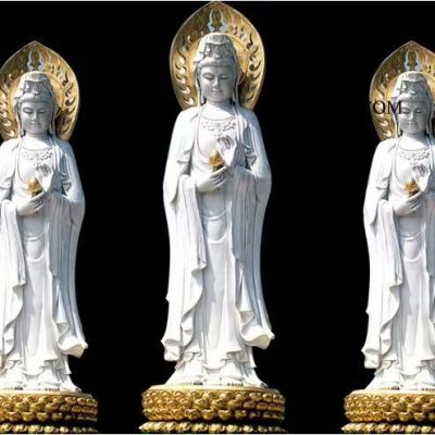 奇宝 园林雕塑  石雕观音佛像 大理石石雕佛像 寺庙滴送子观音雕塑
