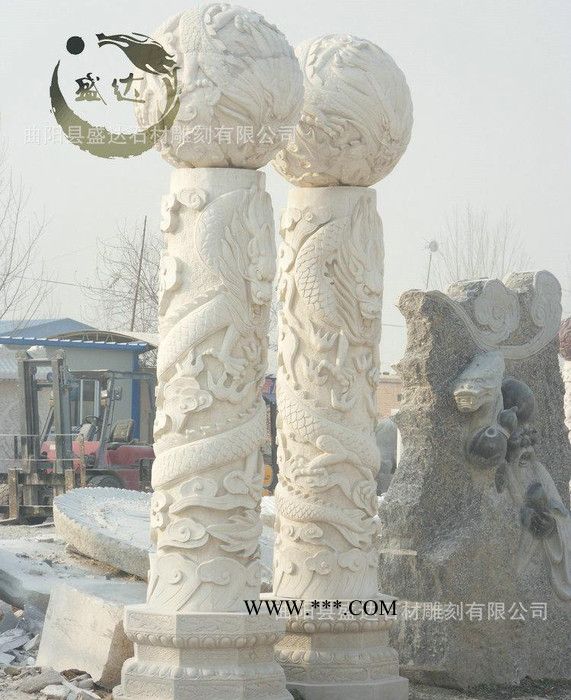 大量 汉白玉龙柱 花岗岩龙柱 大理石龙盘柱 曲阳石雕图1