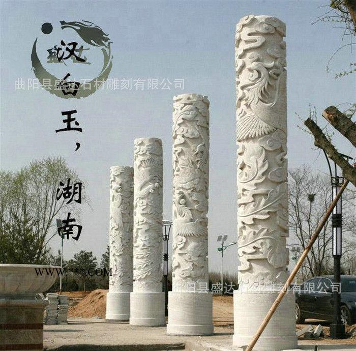 大量 汉白玉龙柱 花岗岩龙柱 大理石龙盘柱 曲阳石雕图3
