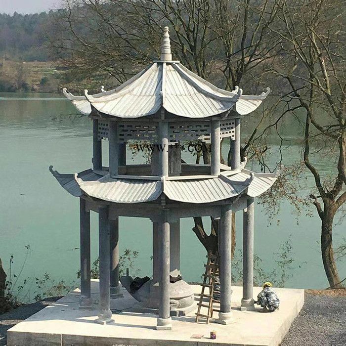大理石石亭子设计 两层凉亭供应 欧式庭院休息凉亭报价图6