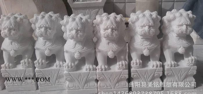 石雕狮子汉白玉大理石狮子青石做旧狮子墓地雕塑摆件曲阳石雕图3