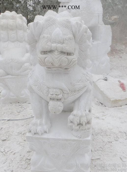 石雕狮子  汉白玉大理石狮子 动物雕塑摆件 石雕狮子  曲阳石雕图2