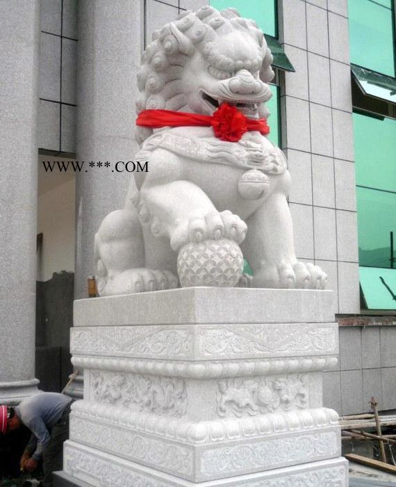 河北厂家石雕动物 大理石狮子麒麟大象 看门护院石雕动物图1