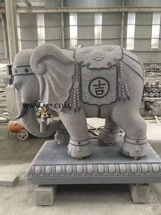 东河 石雕大象厂家定制 石头小象一对 大理石汉白玉大象 石雕动物图2