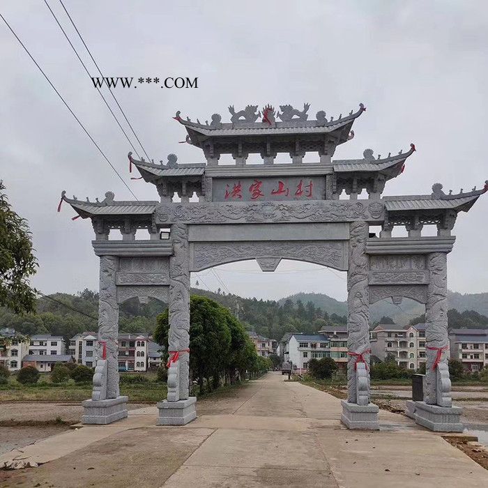 石牌坊现货 青石石牌坊定做 大理石山门图片图4