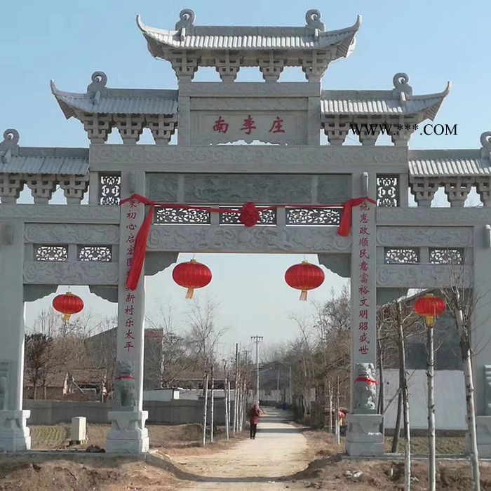 石牌坊现货 青石石牌坊定做 大理石山门图片图2