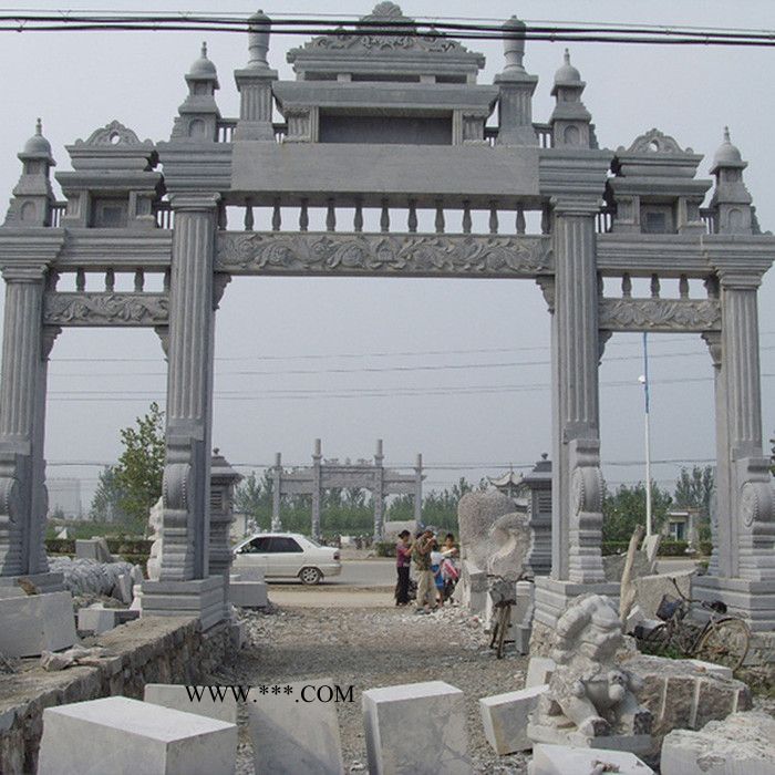 星博石业批发出售 路口石牌坊大理石村庄牌坊公园石牌坊花岗岩石牌楼大型村庄牌坊图2