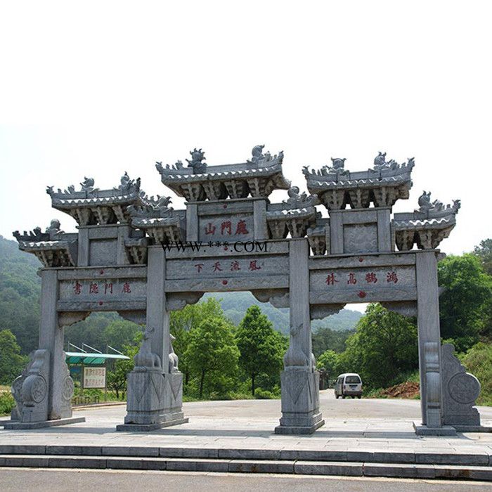星博石业批发出售 路口石牌坊大理石村庄牌坊公园石牌坊花岗岩石牌楼大型村庄牌坊图8