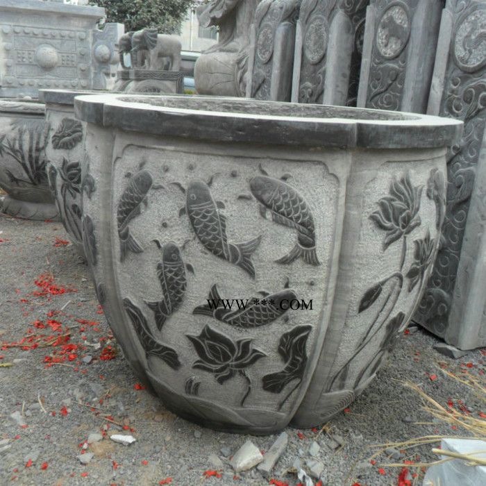 广场石雕花缸 大理石浮雕花缸 市场价格图3