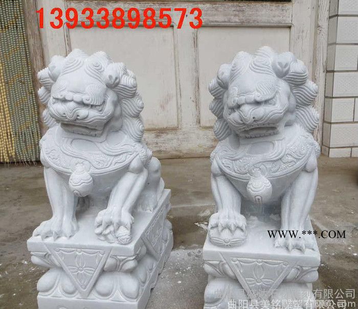 石雕狮子 汉白玉大理石狮子一对 门口雕塑摆件 动物雕塑 直销图3