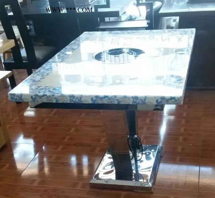 不锈钢餐厅火锅店火锅桌大理石电磁用餐台桌 定制桌子