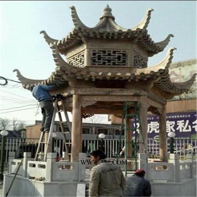 石雕大理石花岗岩六角八角小型石凉亭摆件公园别墅户外广场石凉亭图5
