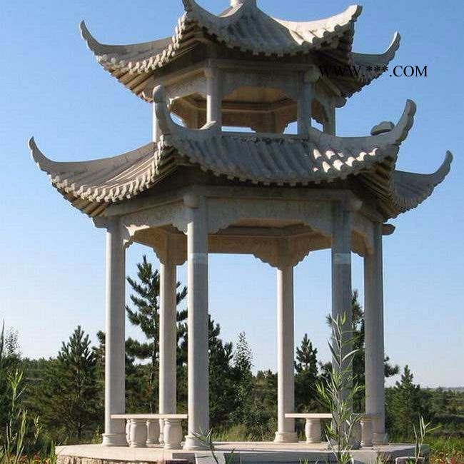 石雕大理石花岗岩六角八角小型石凉亭摆件公园别墅户外广场石凉亭图8