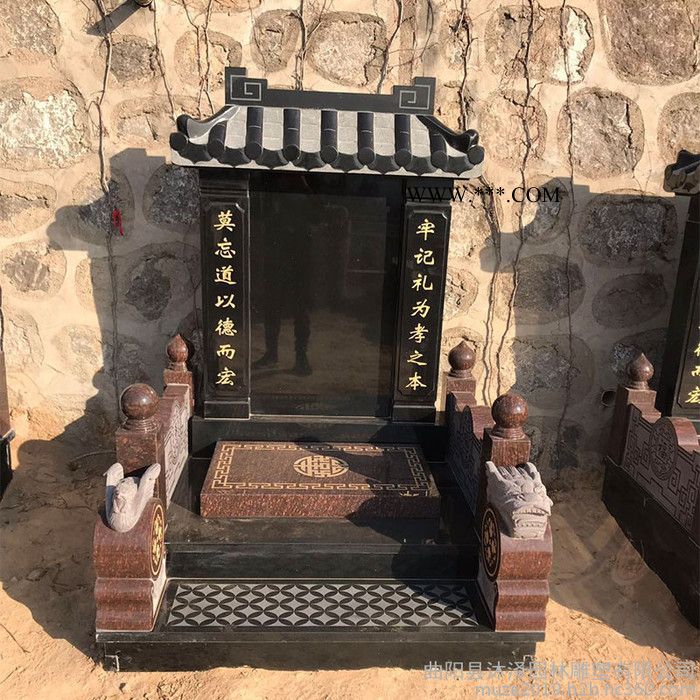 沐泽石雕墓碑石碑农村土葬中式传统大理石雕刻豪华墓碑 家族墓