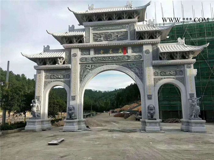 农村村口石牌坊 大理石雕刻牌楼 汉白玉广场寺庙大型牌楼图2