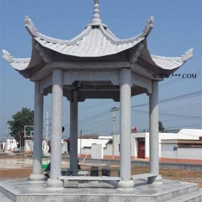 匠心石业汉白玉青石中式楼阁凉亭 古建石雕凉亭 大理石青石古建石亭子