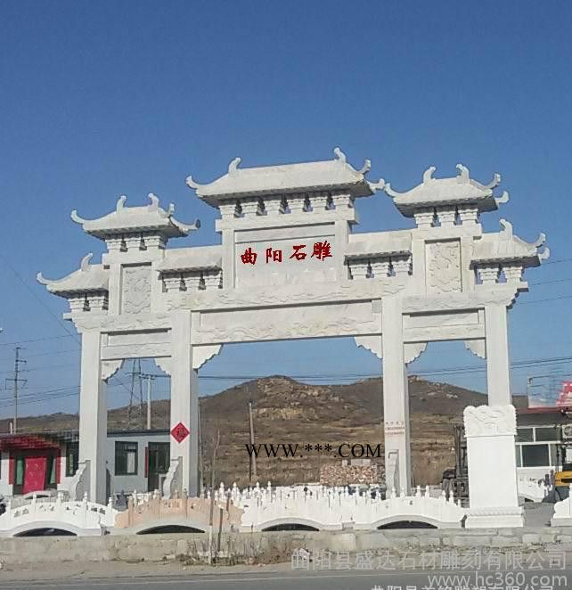 石雕牌楼牌坊 汉白玉大理石牌楼 户外景观雕塑摆件 可定做图3