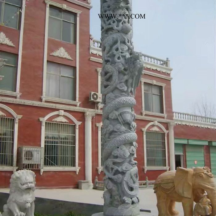 大理石石雕龙柱 芝麻白石雕龙柱 景观石雕龙柱图4